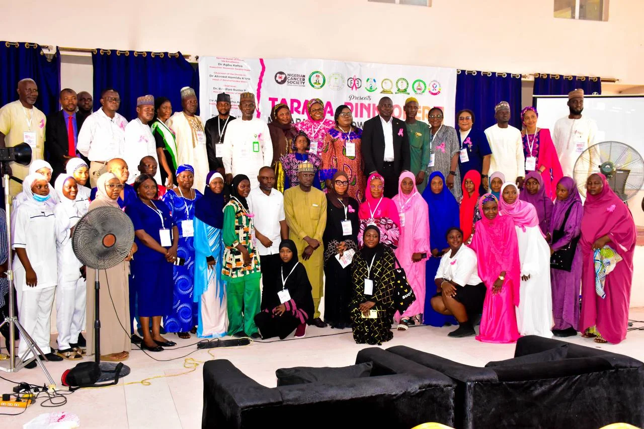 Healthcare workers and partners at the launch of CCI’s TeleOncology Hub promoting breast cancer awareness in Northeastern Nigeria.
