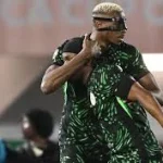 Super Eagles players celebrate after scoring during Nigeria’s 4–0 win over Mozambique in the AFCON 2025 quarter-final.