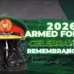Official logo of the 2026 Armed Forces Celebration and Remembrance Day, symbolising honour, sacrifice and remembrance of fallen Nigerian military heroes.