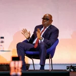 NNPC Limited GCEO Bashir Bayo Ojulari speaks during a fireside chat at International Energy Week 2026 in London.