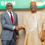 L-R : The Executive Secretary, NSDC, Mr Kamar Bakrin and the Director-General of the NGF, Dr Abdulateef Shittu duringva meeting to ease the growth of sugar projects and accelerate industrial development in states